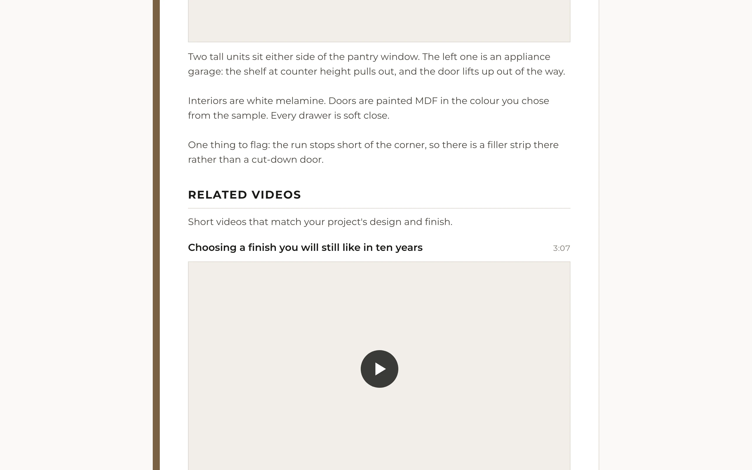 The walkthrough page with the approved summary printed under the video and the matching library videos below it